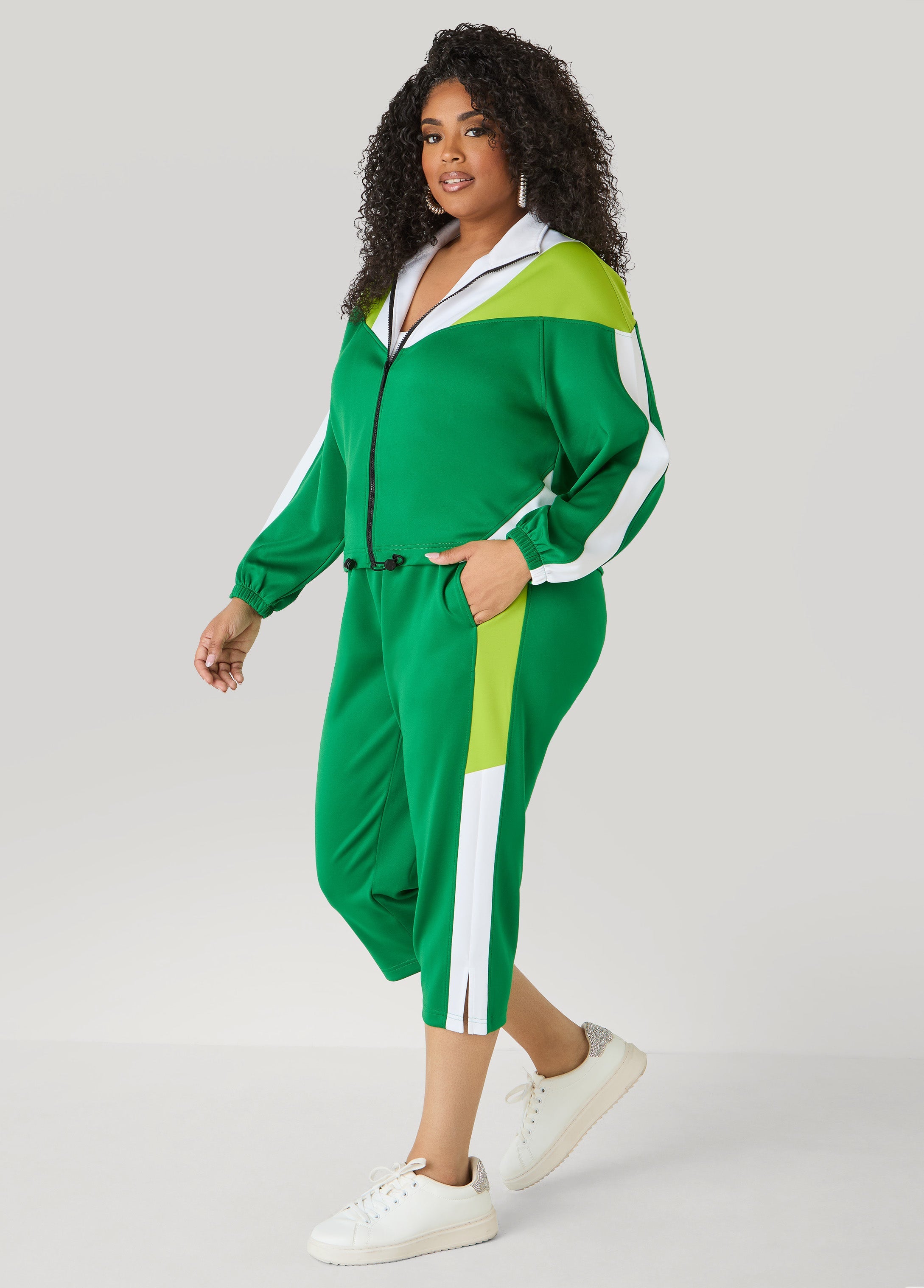 Drawstring Colorblock Track Jacket