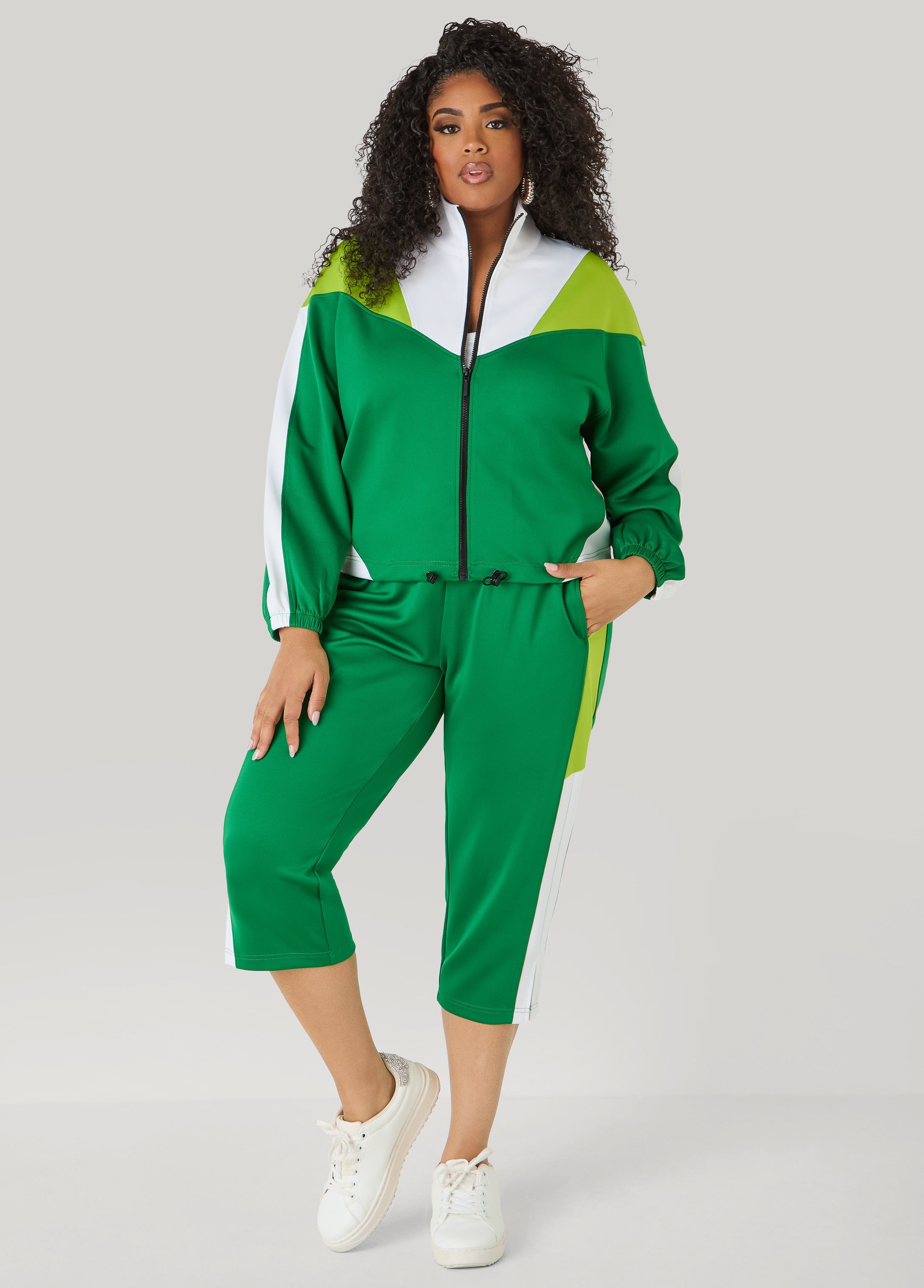 Drawstring Colorblock Track Jacket
