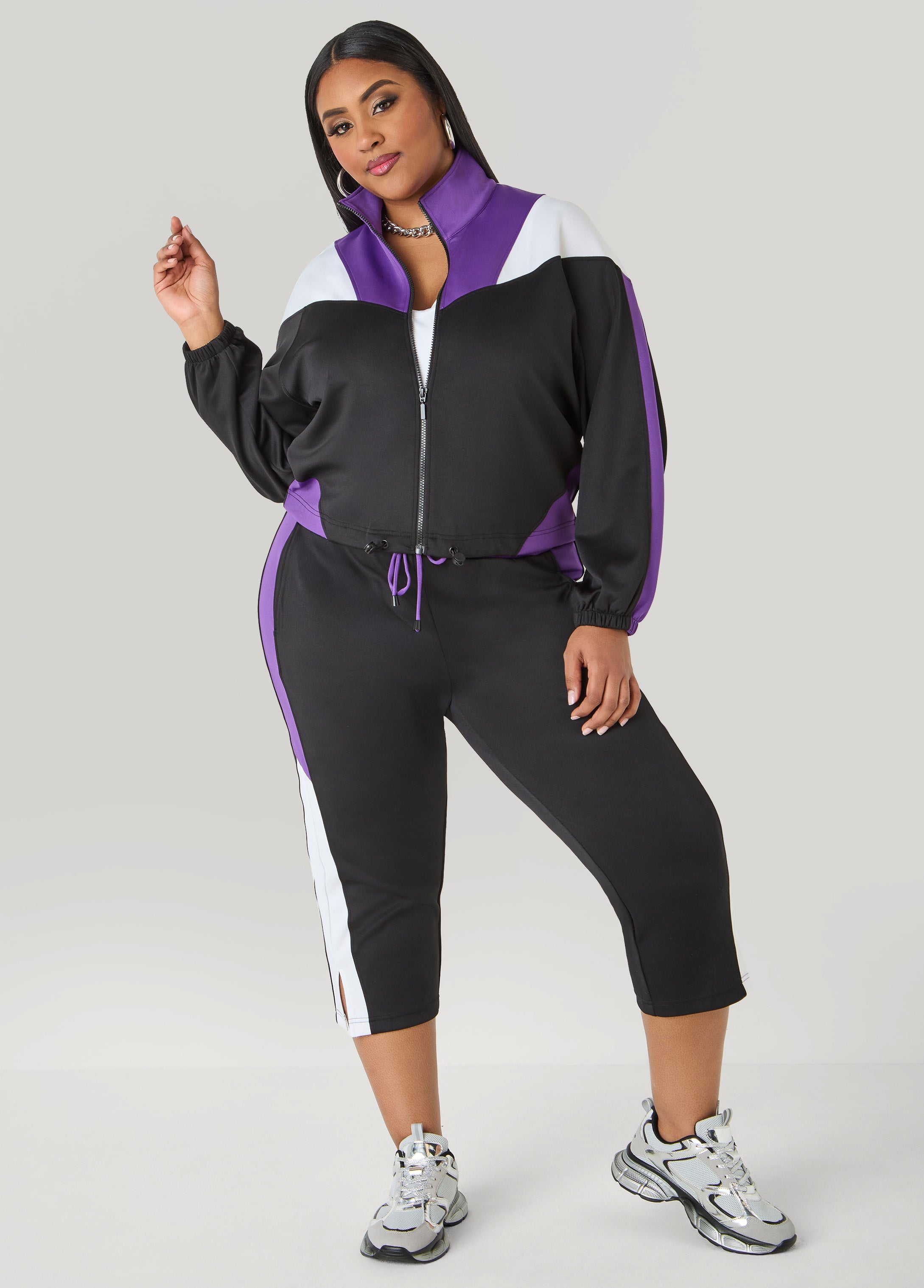 Drawstring Colorblock Track Jacket