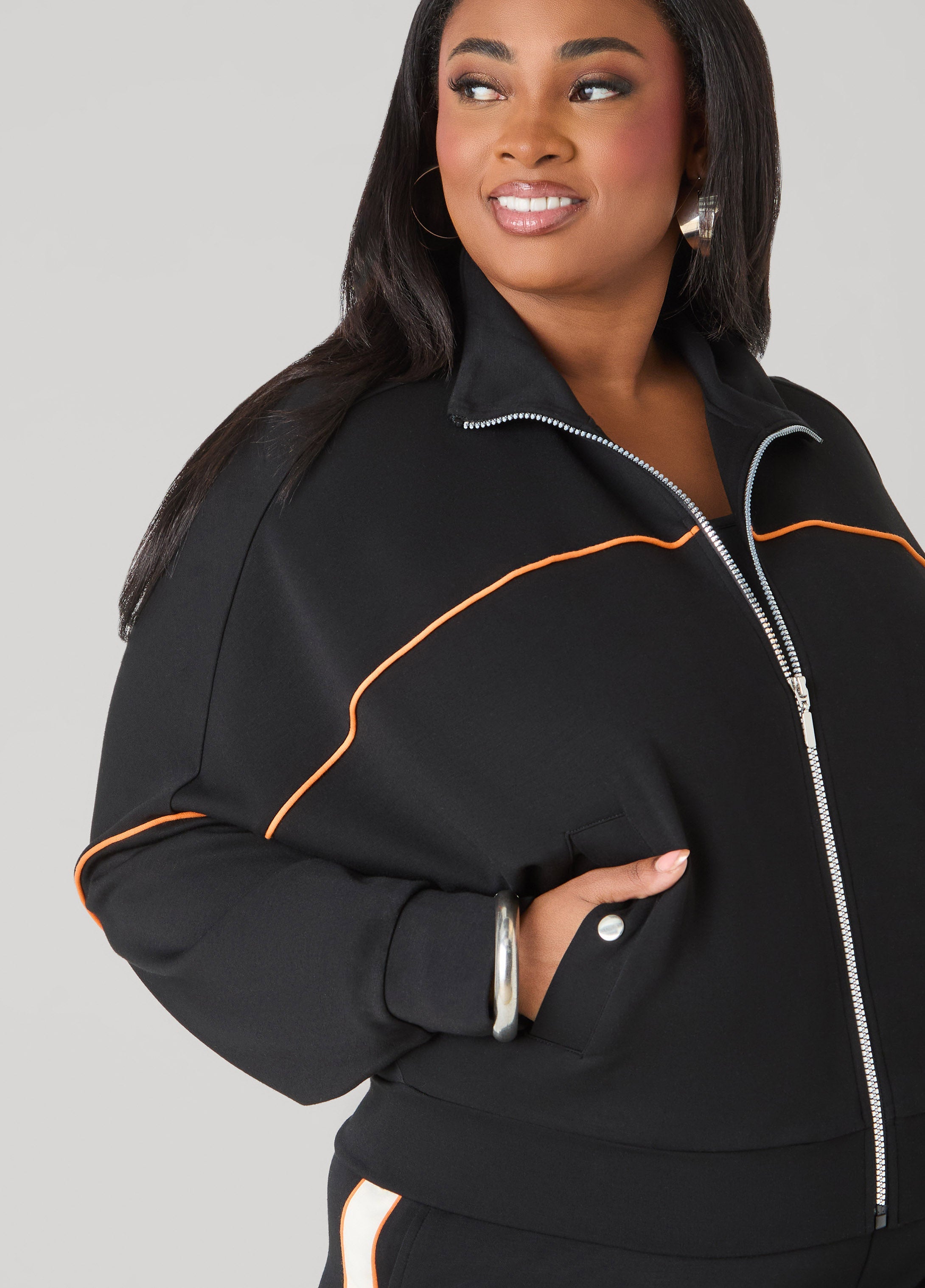 Piped Jersey Track Jacket