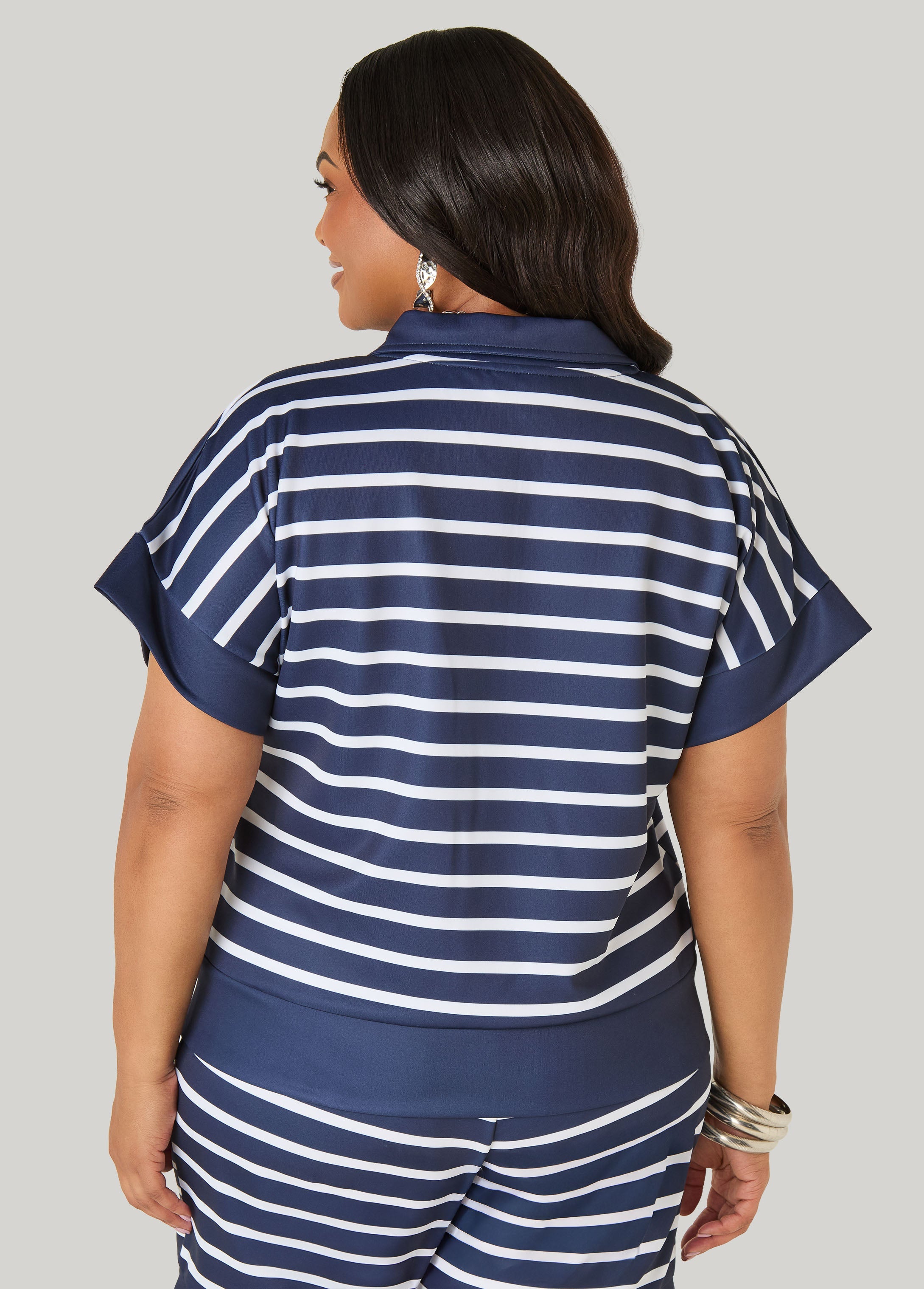 Athletic Knit Striped Pullover