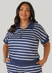 Athletic Knit Striped Pullover