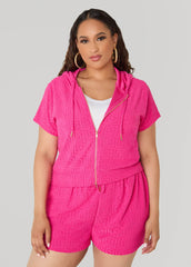 Jacquard Zip Front Hoodie