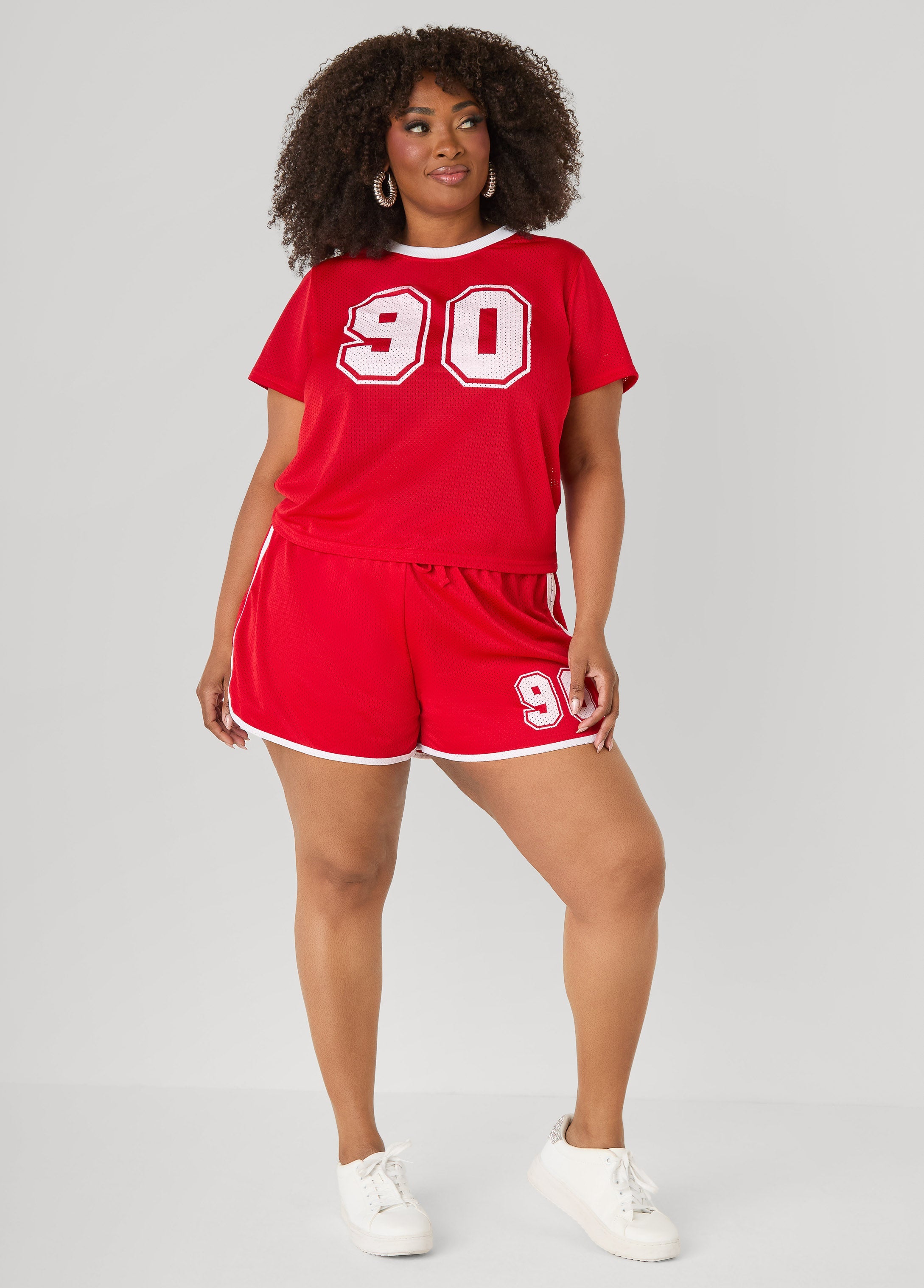 Graphic Print Mesh Shorts