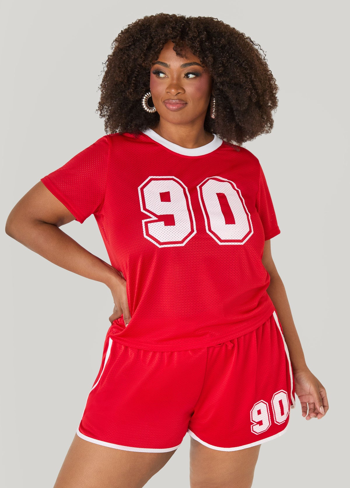 Graphic Print Mesh Jersey Tee