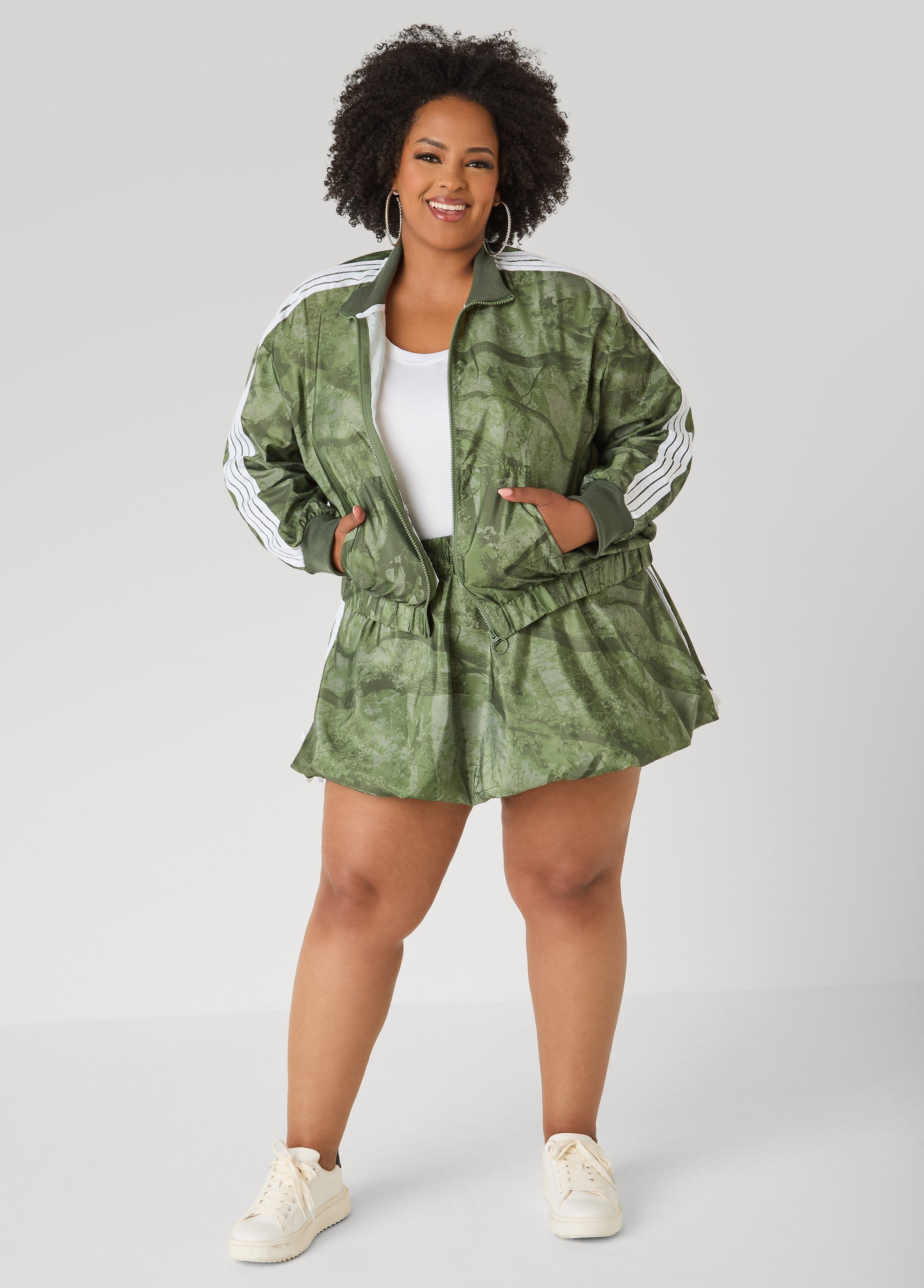 Camo Print Zip Front Jacket
