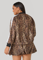 Leopard Print Zip Front Jacket