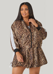 Leopard Print Zip Front Jacket