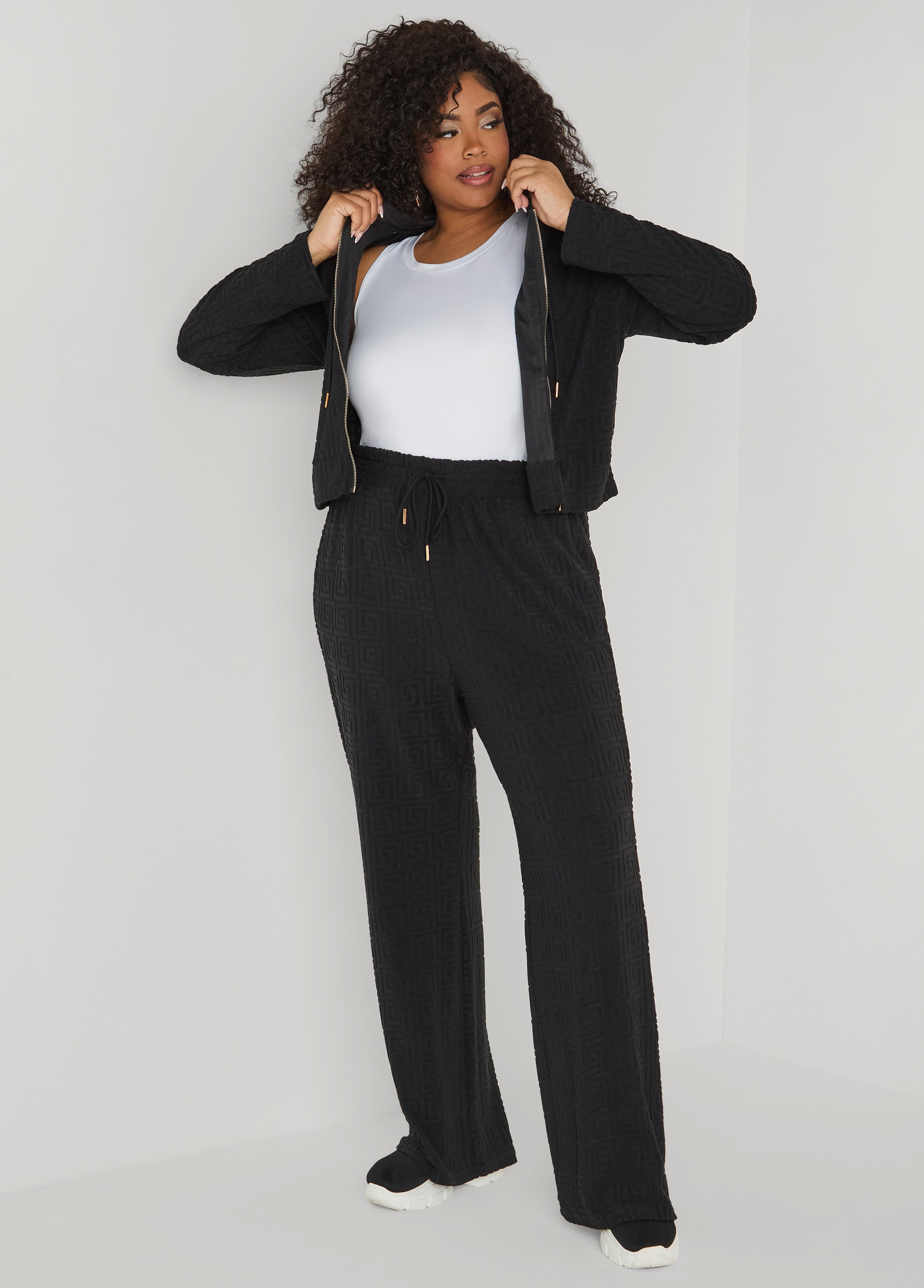 Greek Key Wide Leg Pants