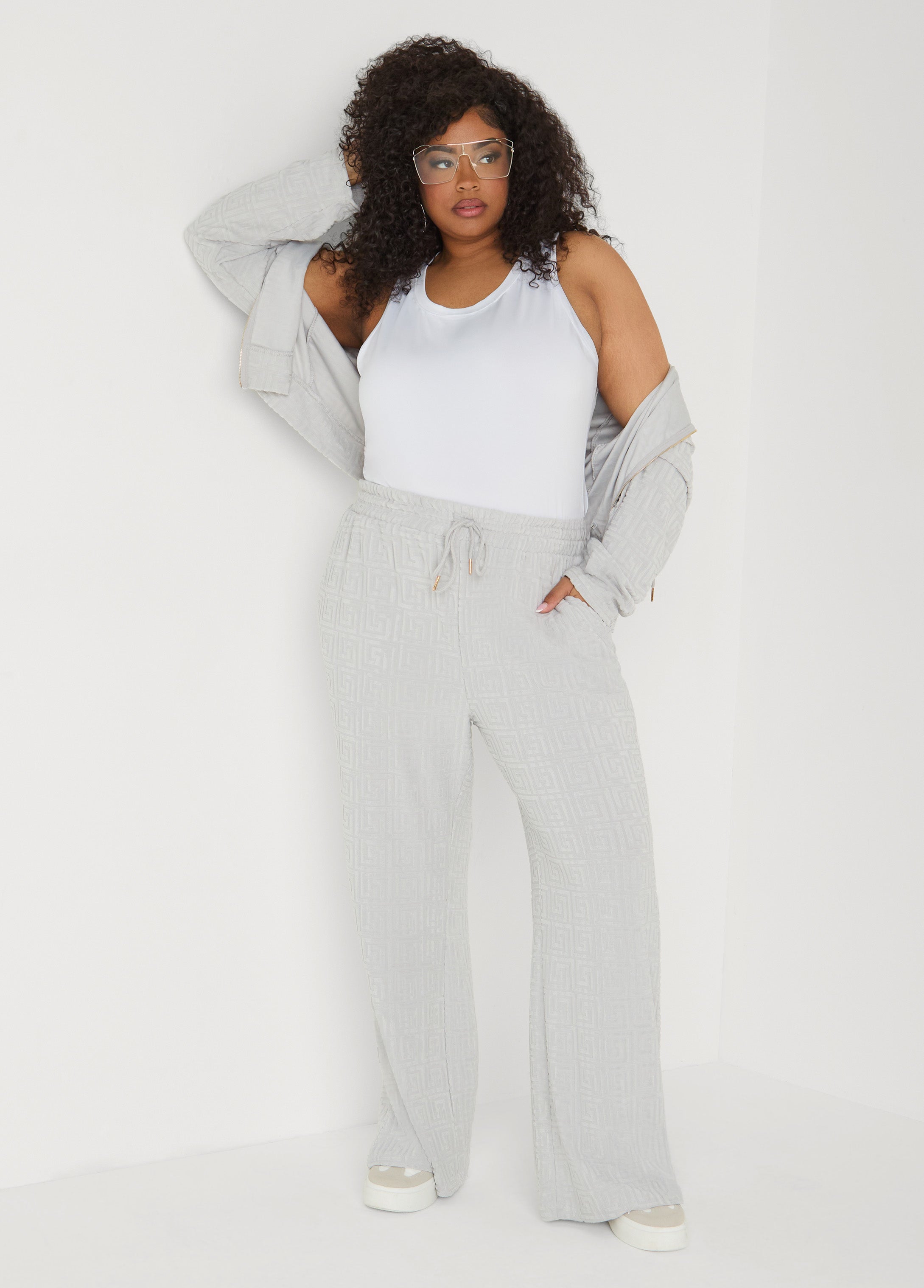 Greek Key Wide Leg Pants
