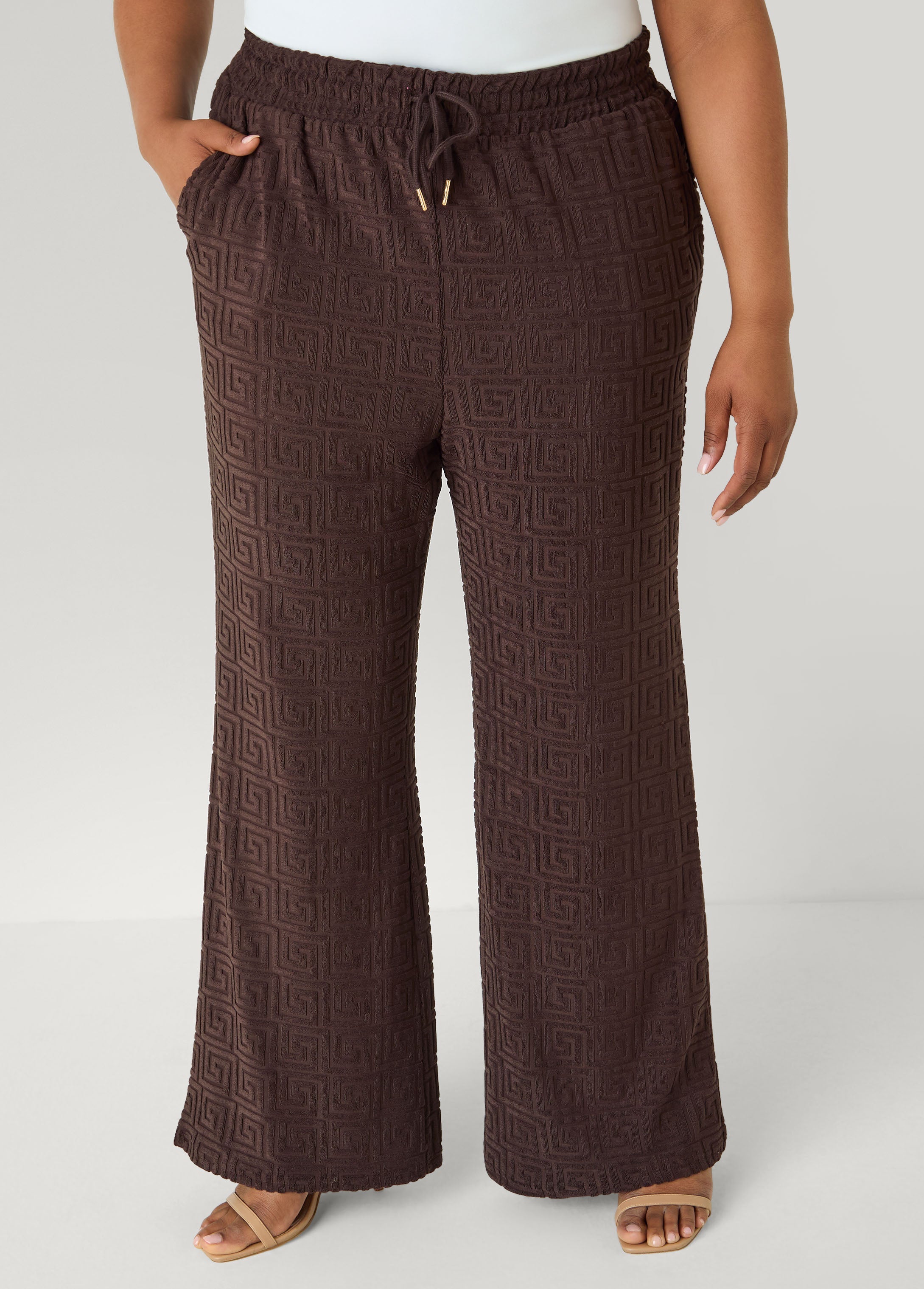 Greek Key Wide Leg Pants