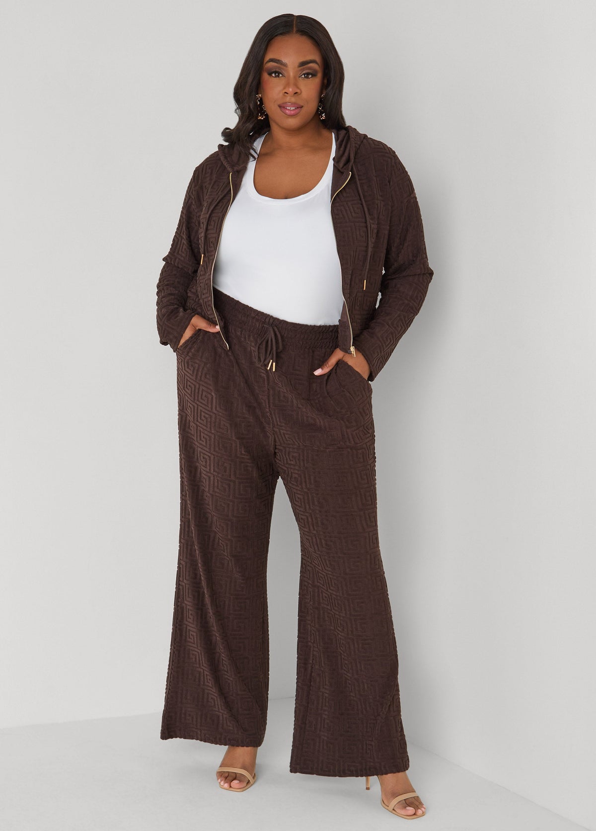 Greek Key Wide Leg Pants