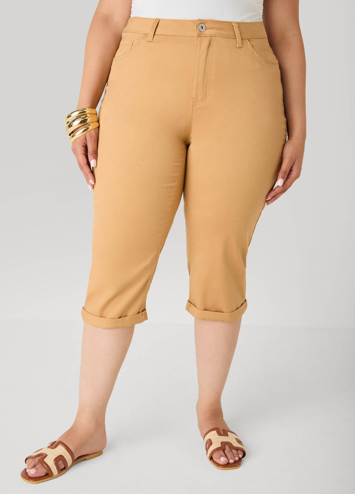 Cuffed Denim Capris