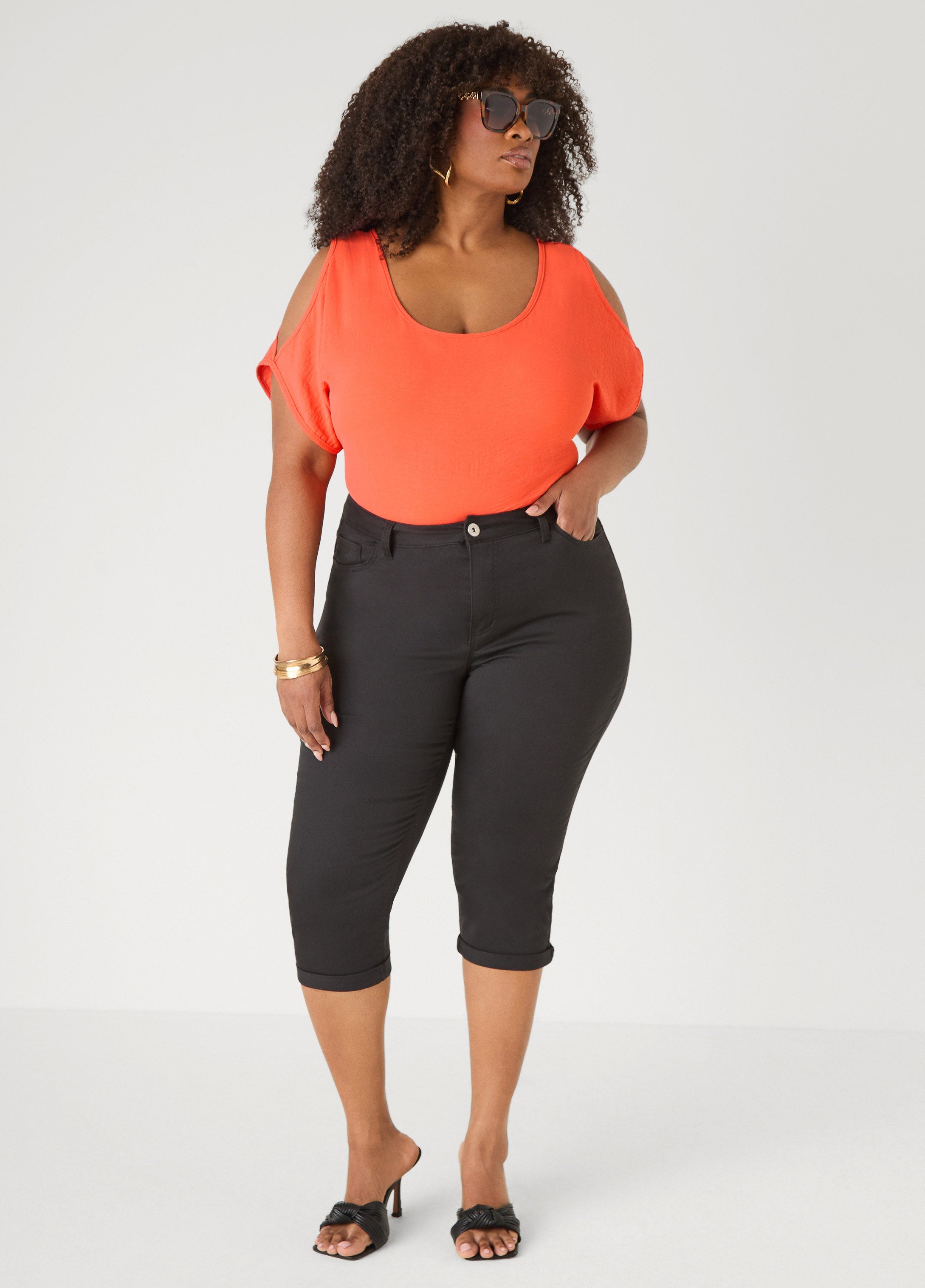 Cuffed Stretch Denim Capris