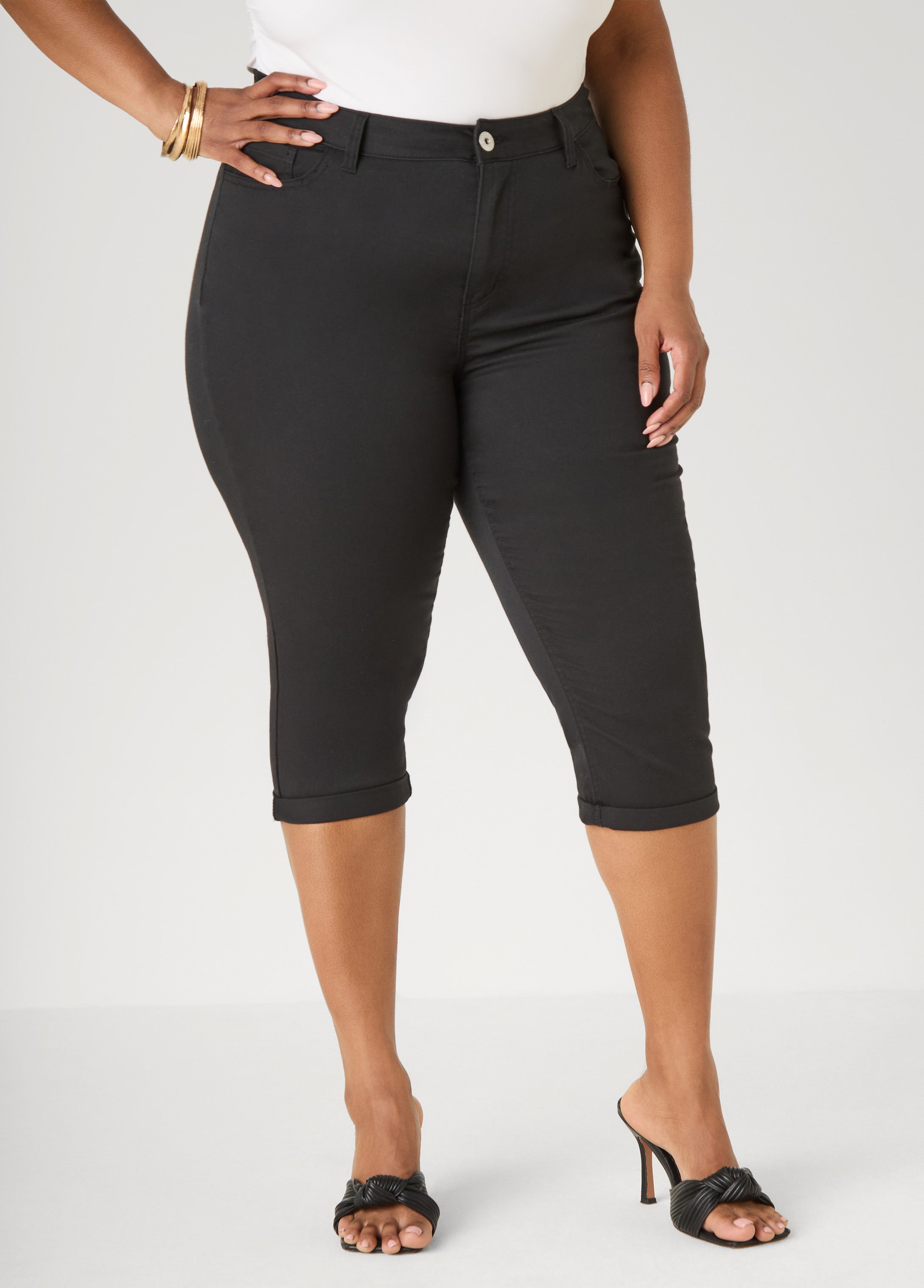 Cuffed Stretch Denim Capris