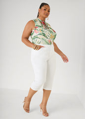 Cuffed Stretch Denim Capris