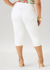 Cuffed Stretch Denim Capris