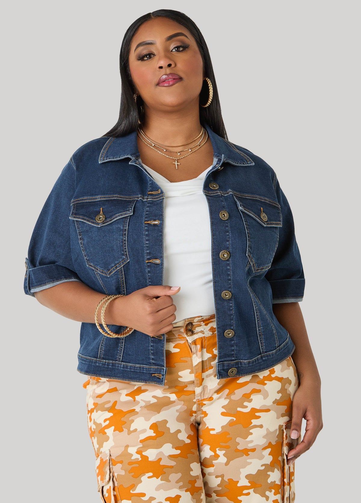 Cuffed Denim Jacket