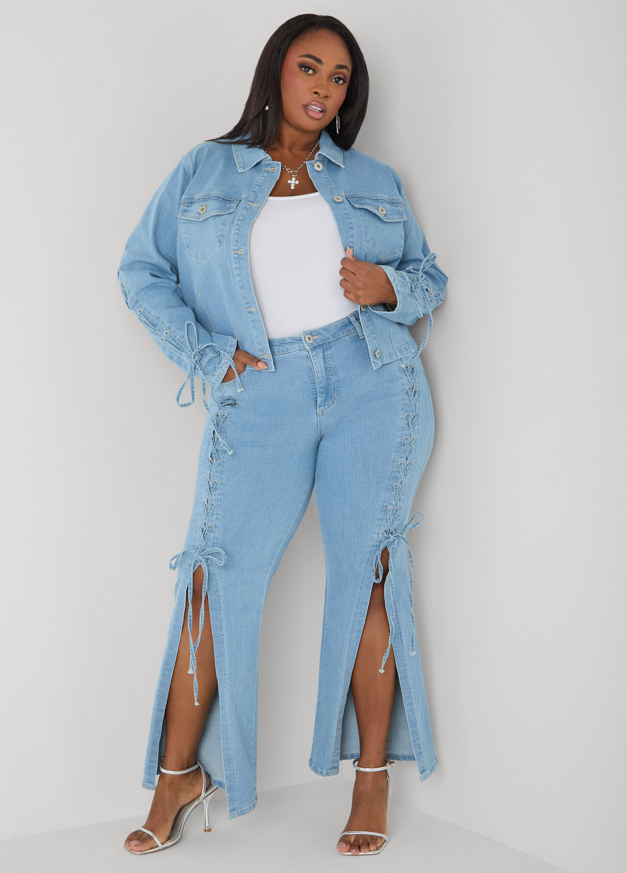 Lace Up Denim Jacket