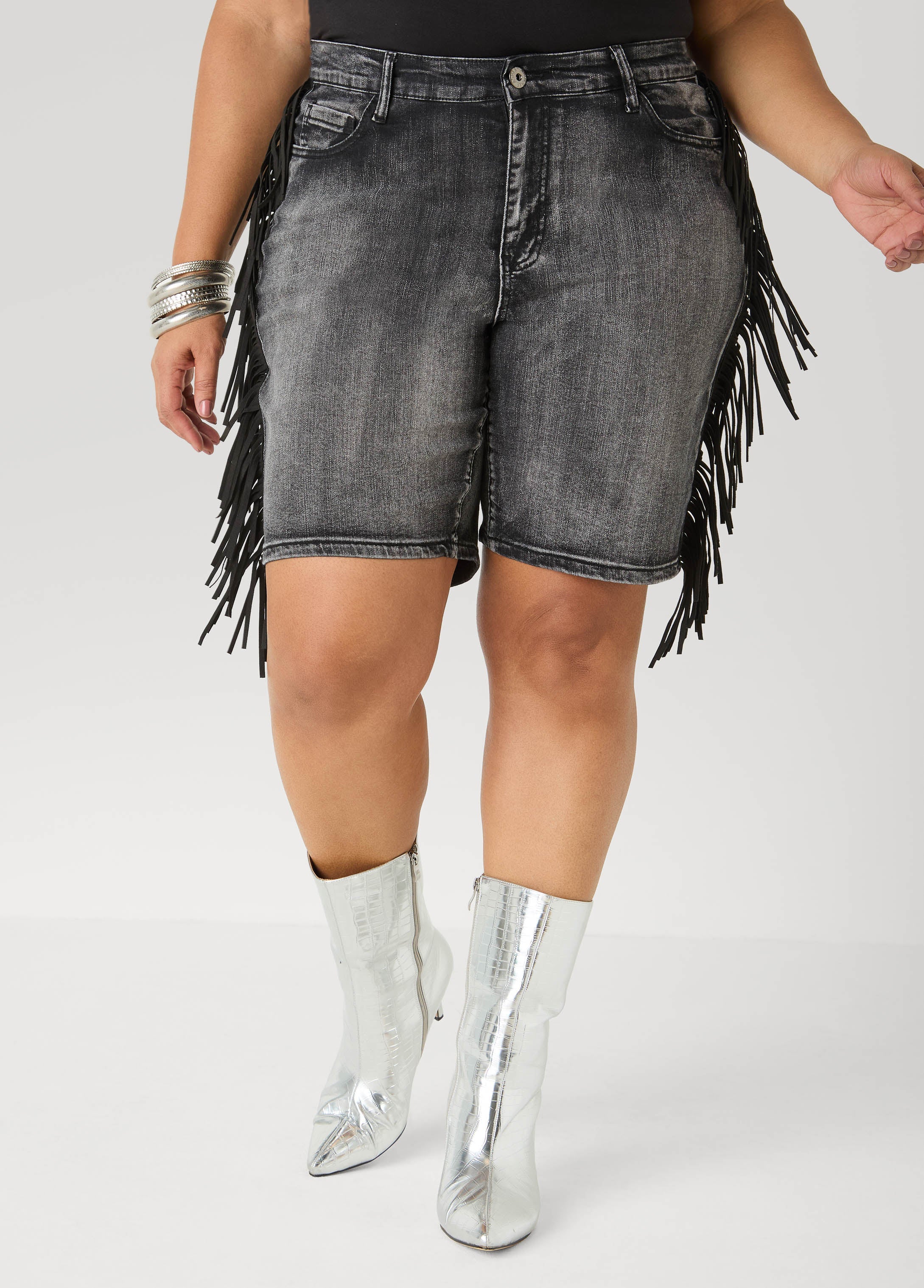 Fringed Denim Shorts