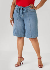 Braided Belt Bermuda Shorts