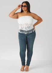 Pintucked Lace Up Jeans