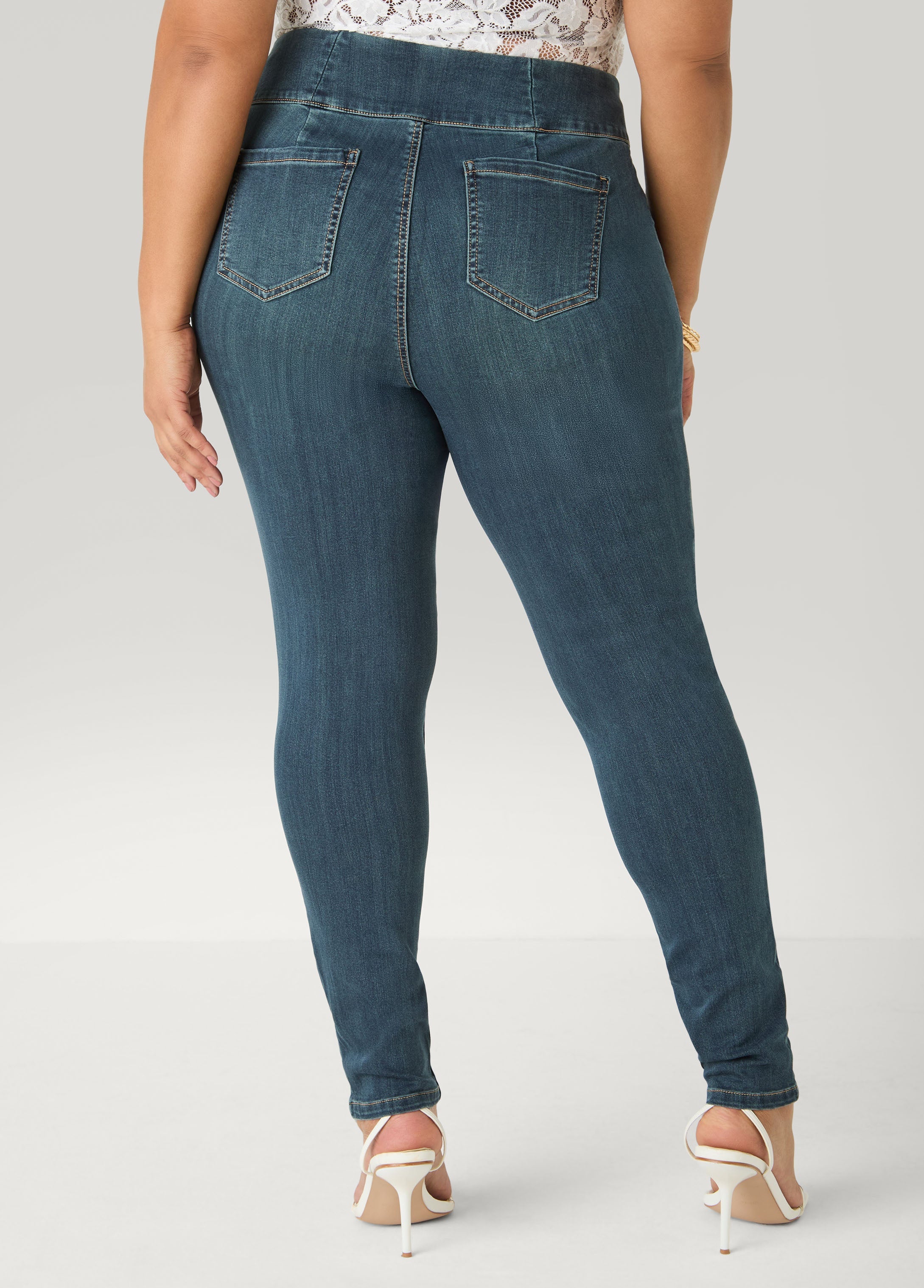 Pintucked Lace Up Jeans