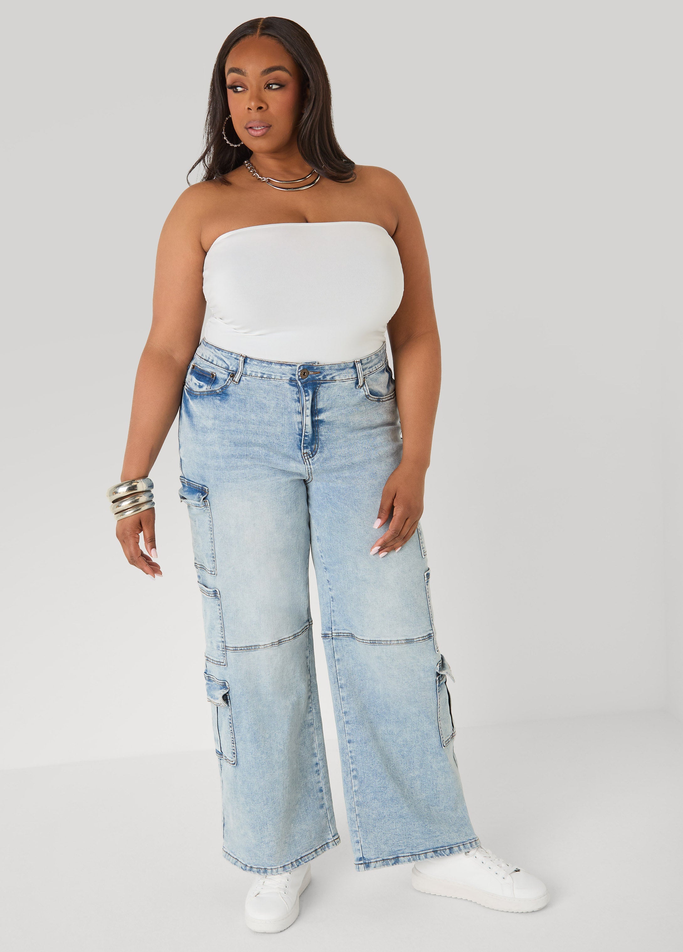 Acid Wash Cargo Jeans