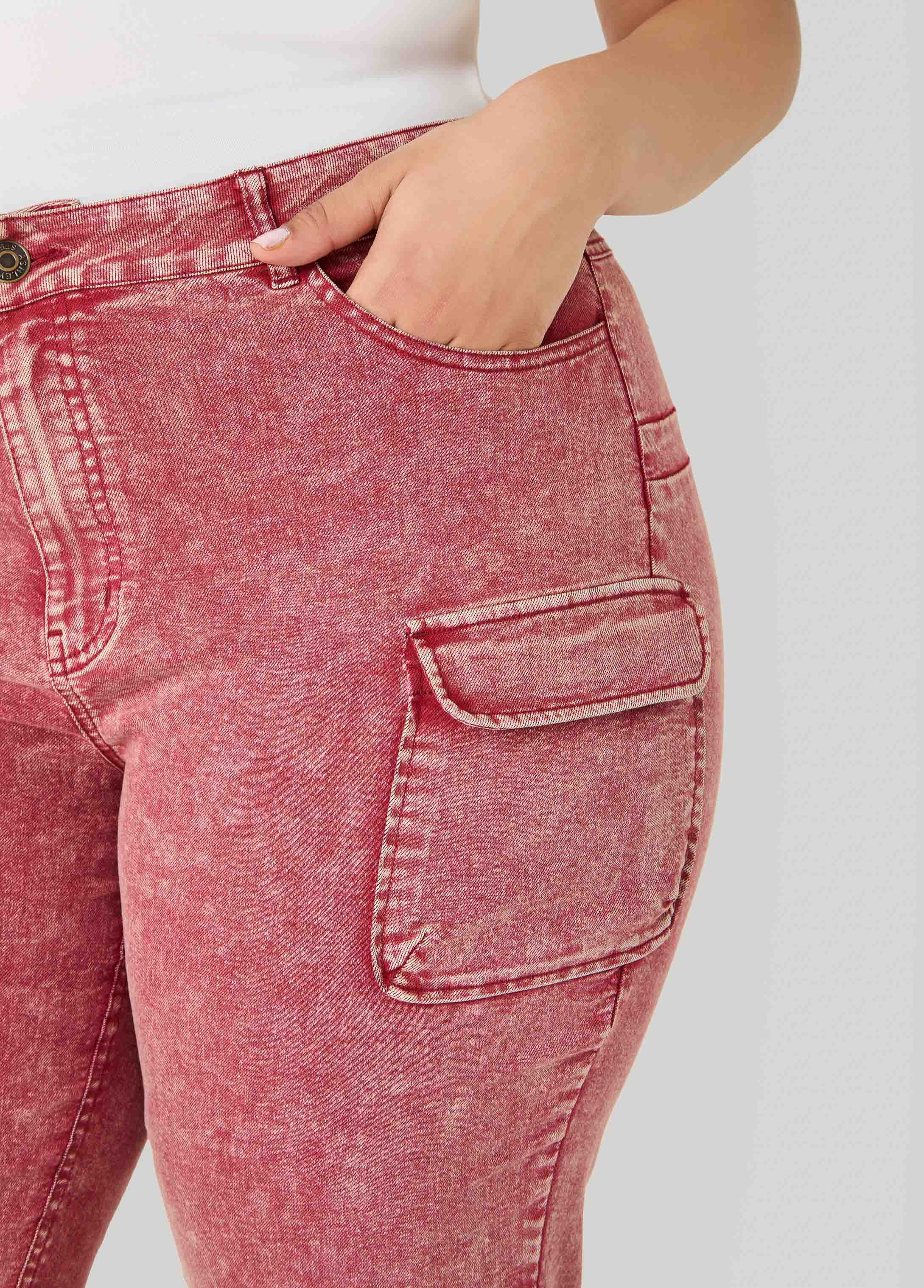 Stonewash Slim Leg Cargo Jeans