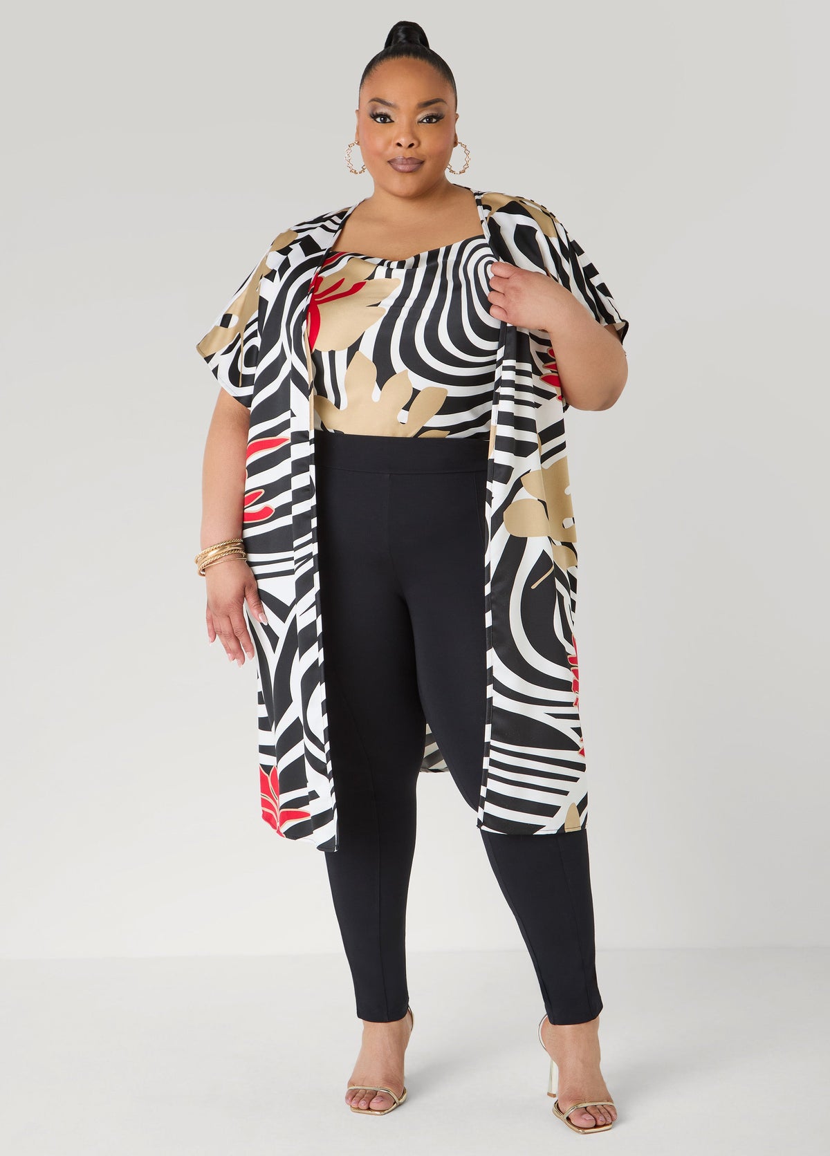 Floral Print Satin Duster
