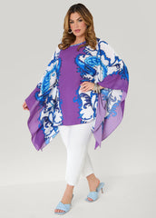 Draped Printed Poncho