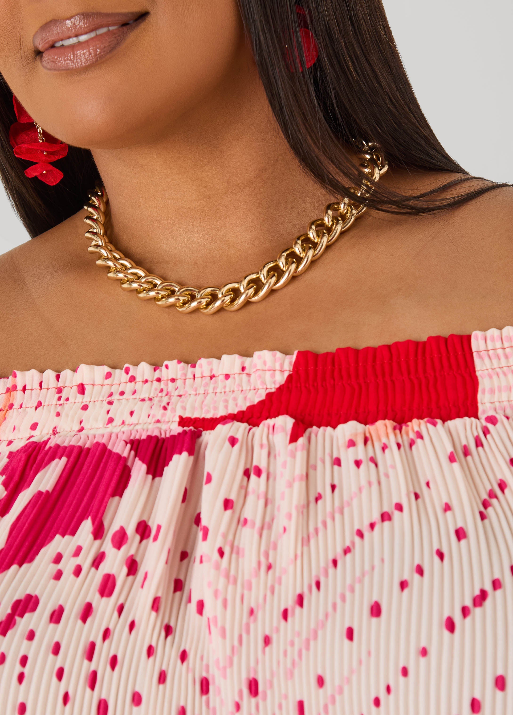 Off The Shoulder Floral Plisse Top