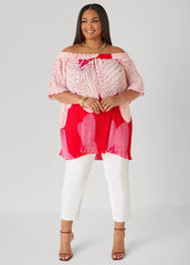 Off The Shoulder Floral Plisse Top