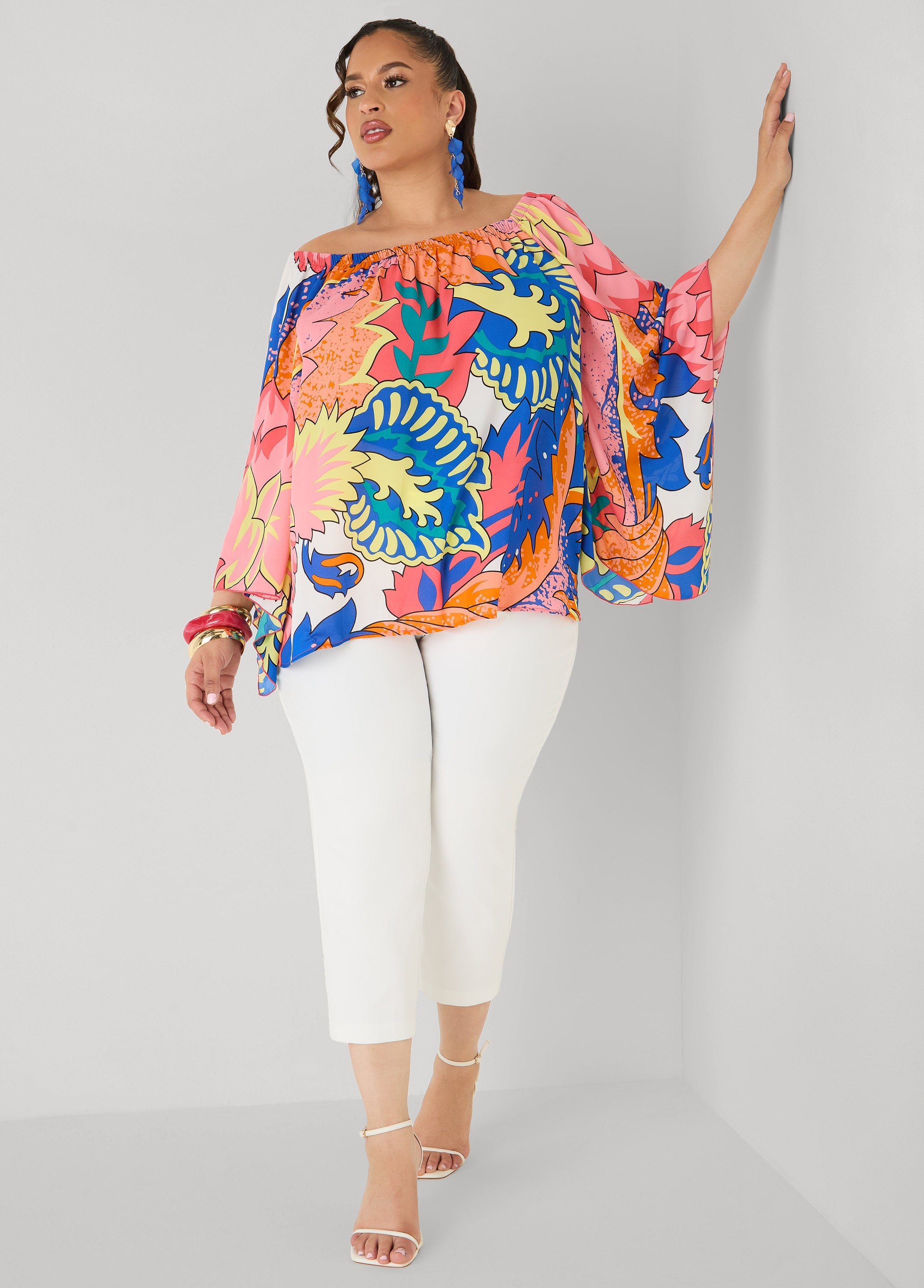 Off The Shoulder Floral Blouse