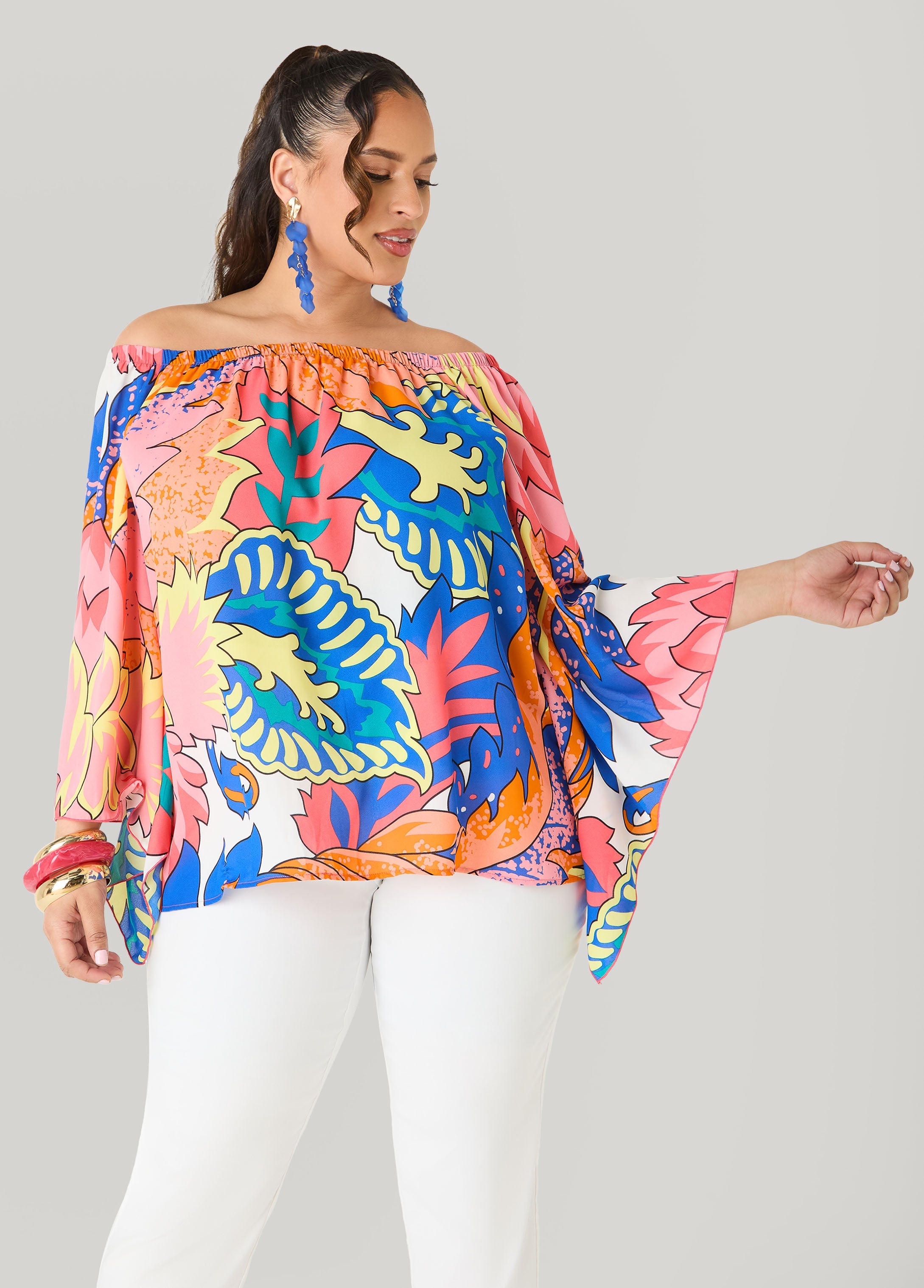Off The Shoulder Floral Blouse