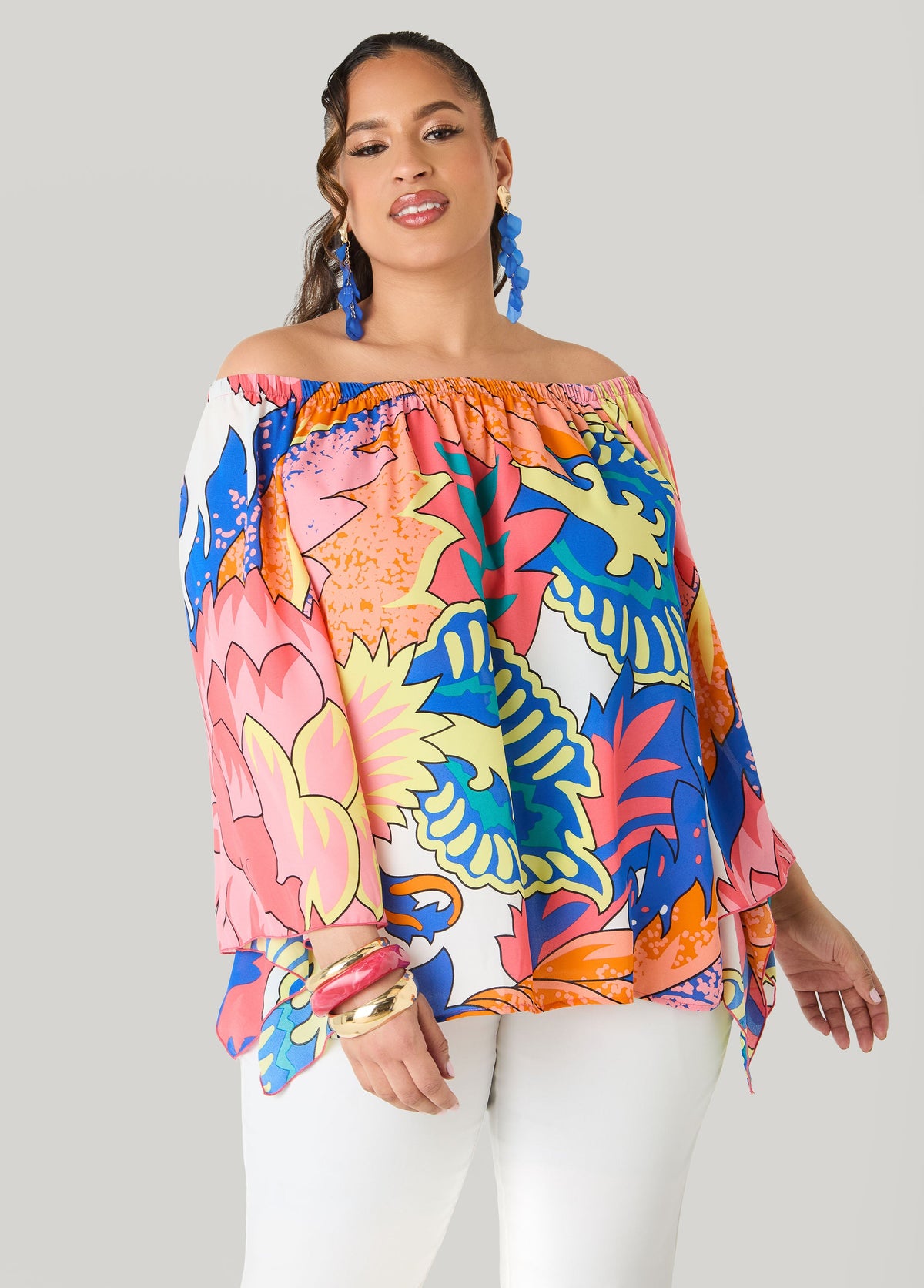 Off The Shoulder Floral Blouse