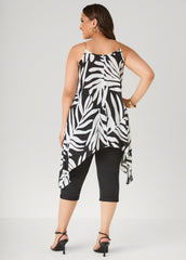 Chain Trimmed Leaf Print Top