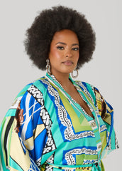Belted Printed Satin Kimono