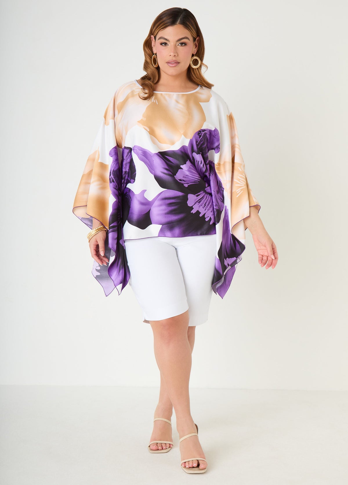 Draped Sleeve Floral Print Tunic