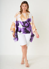 Draped Sleeve Floral Print Tunic