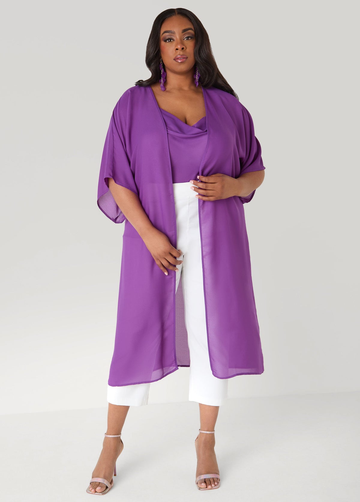Open Front Crepe Kimono