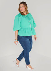Tie Front Peplum Top