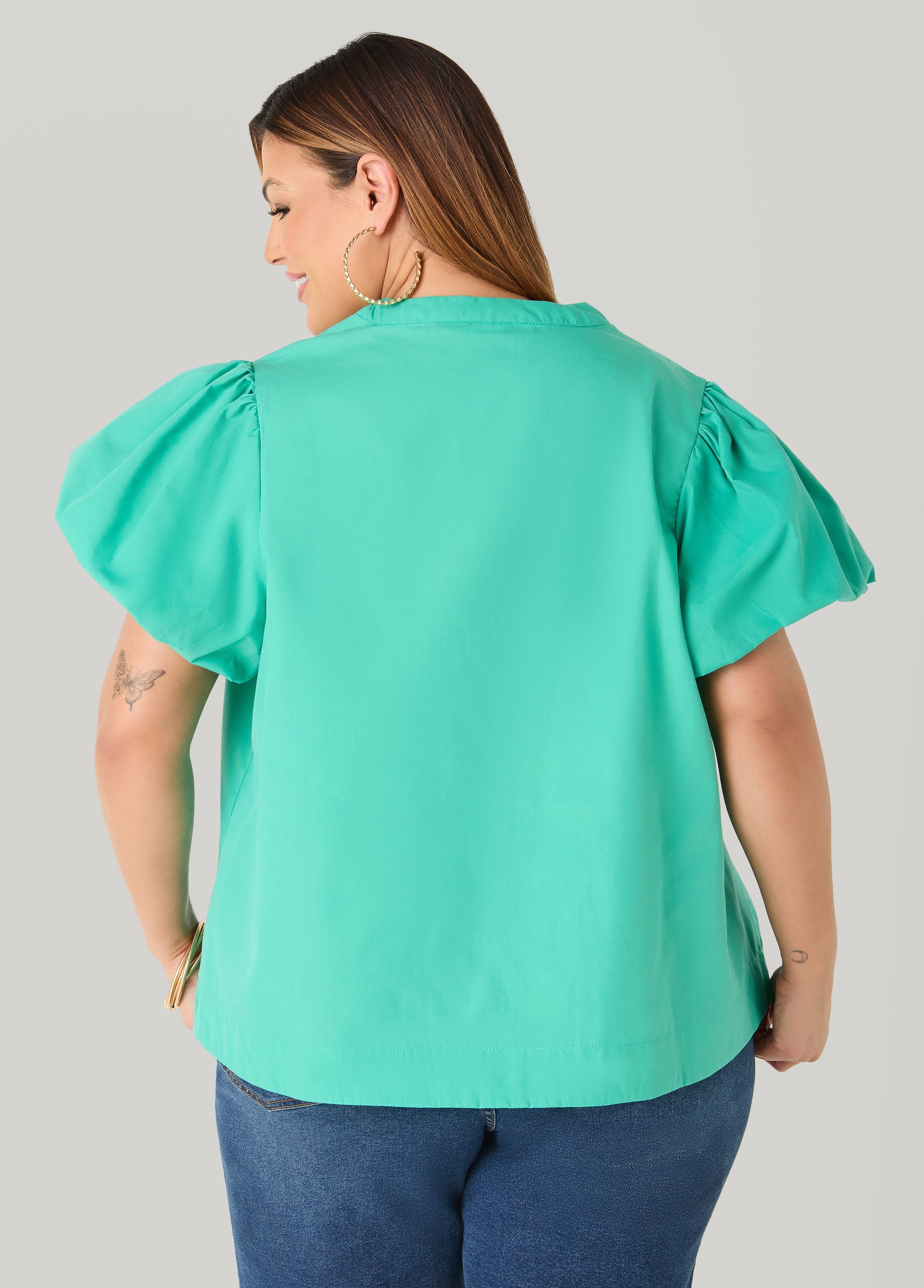 Puff Sleeve Embroidered Top
