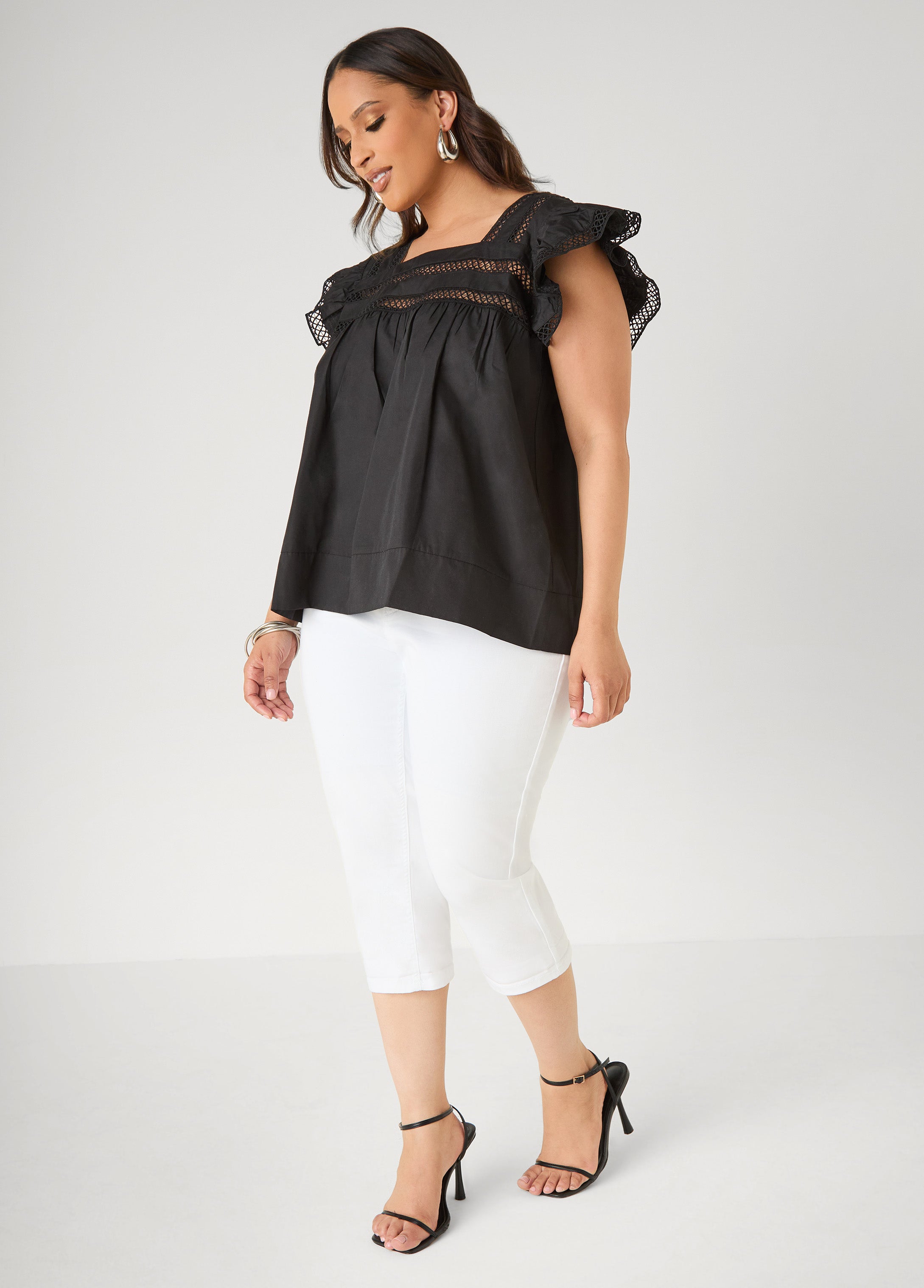 Lattice Trimmed Poplin Shirt