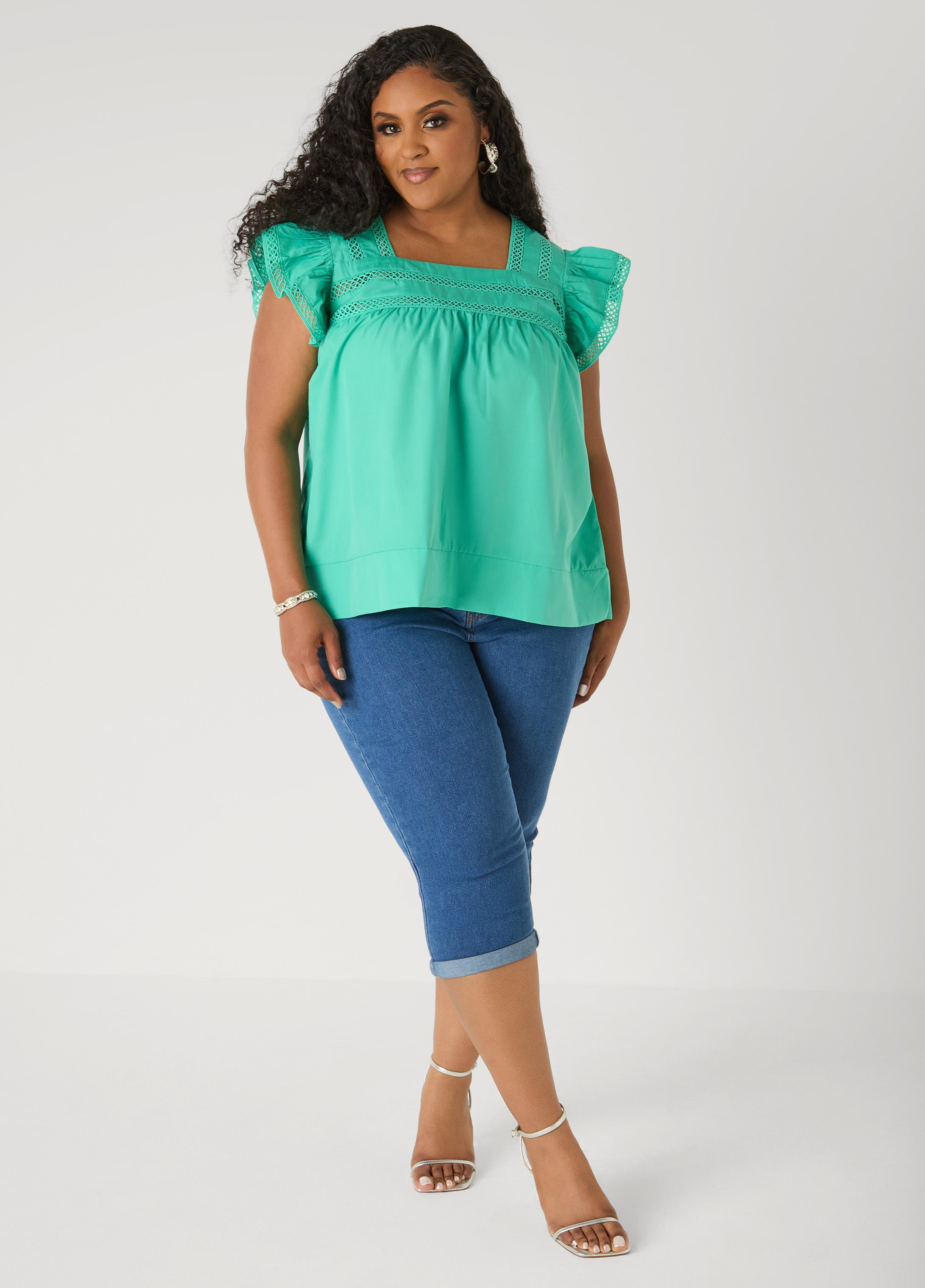 Lattice Trimmed Poplin Shirt