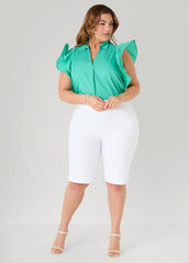 Ruffled Sleeve Poplin Top