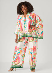 Parrot Print Satin Shirt