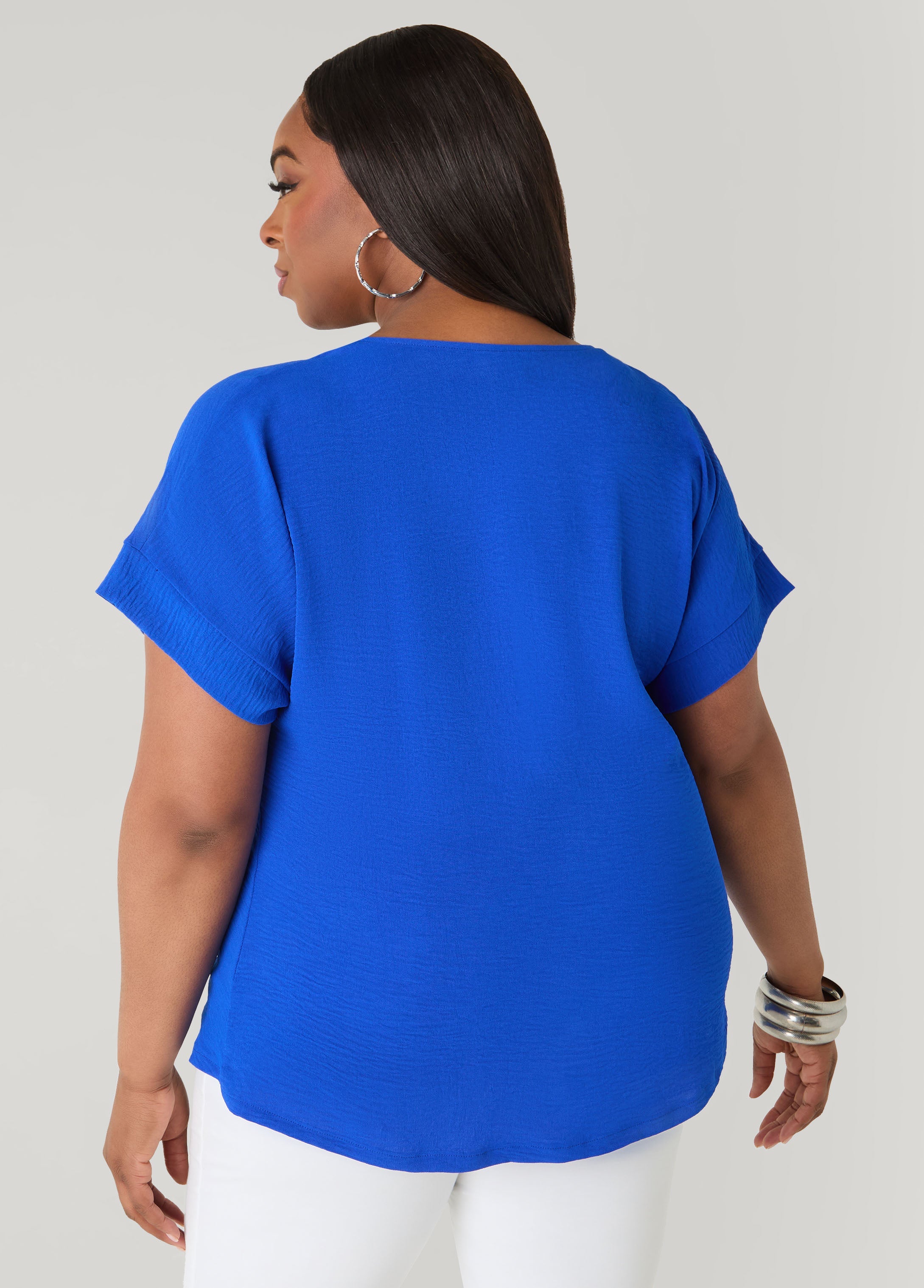 Tie Front V Neck Top