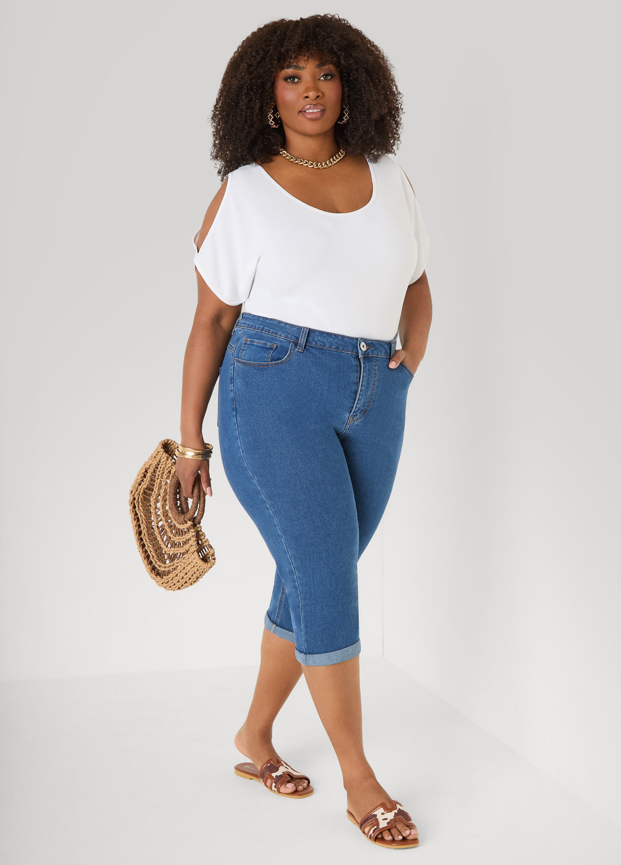Textured Cold Shoulder Top