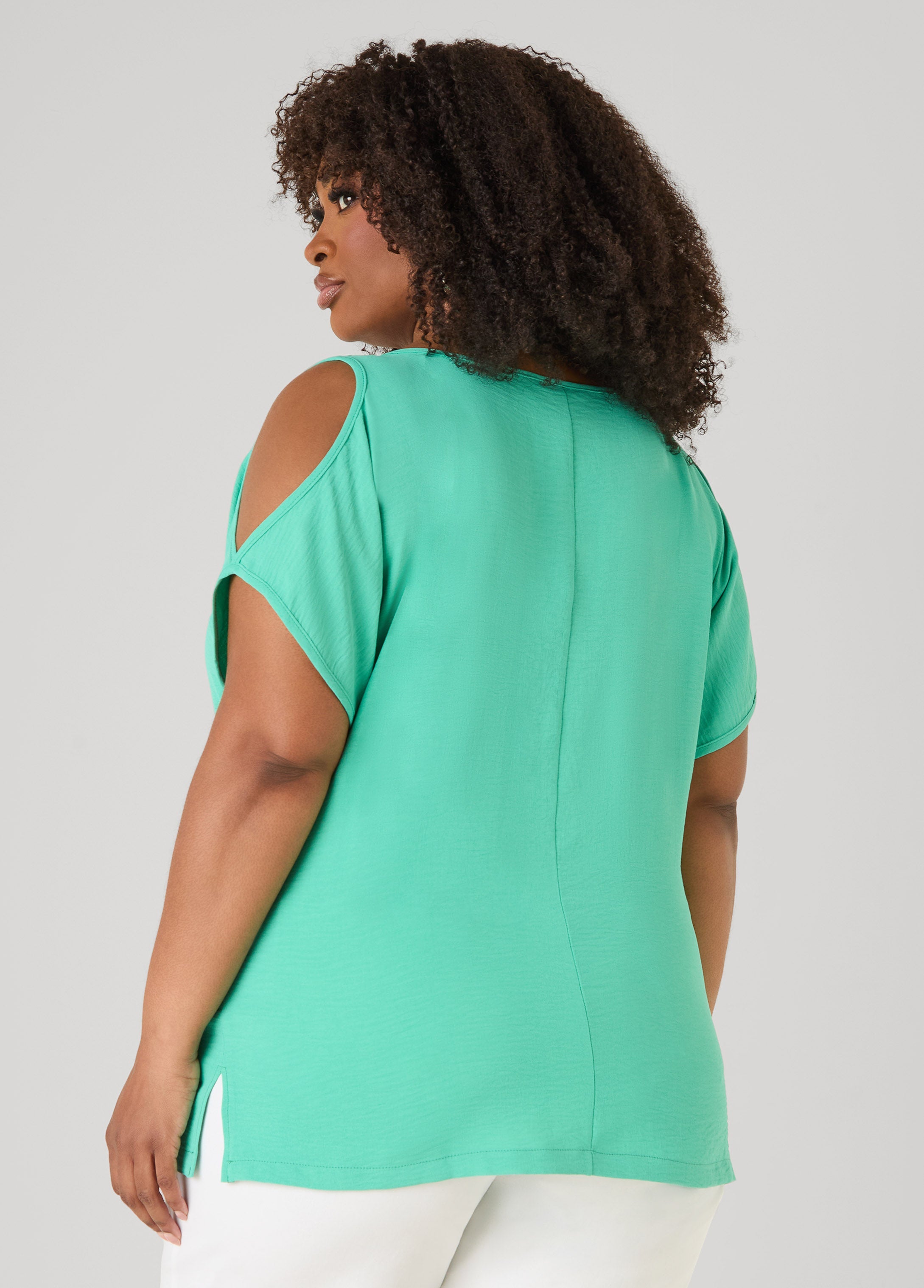 Textured Cold Shoulder Top